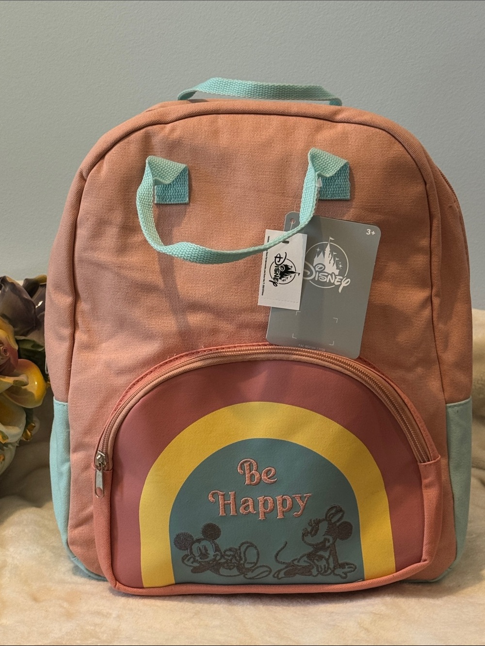 Disney Parks Mickey & Minnie “Be Happy” Backpack NEW